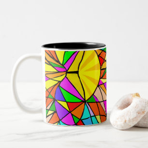Vintage Multicolor 60s love neon design Two-Tone Coffee Mug