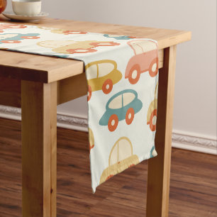 Vintage Multicolor Cars Pattern Long Table Runner