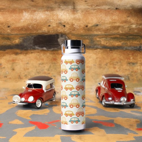 Vintage Multicolor Cars Pattern   Water Bottle