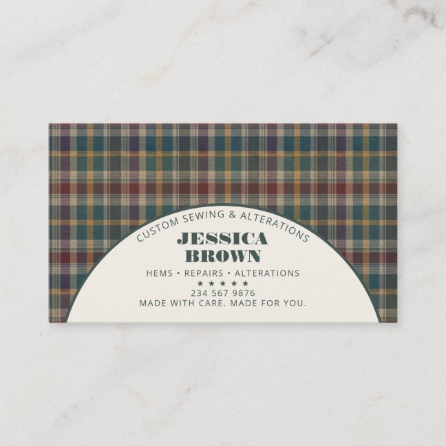 Vintage Multicolor Plaid Rustic Business Card