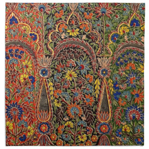 Vintage Multicolored Floral Pattern Cloth Napkin