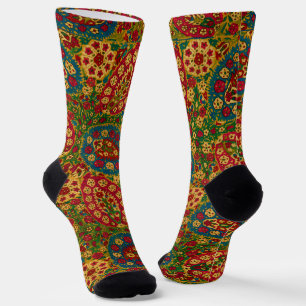 Vintage Multicolored Floral Tapestry Socks