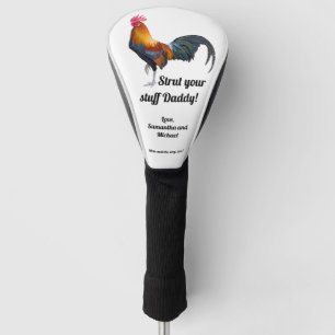 Vintage multicolored rooster strut your stuff name golf head cover