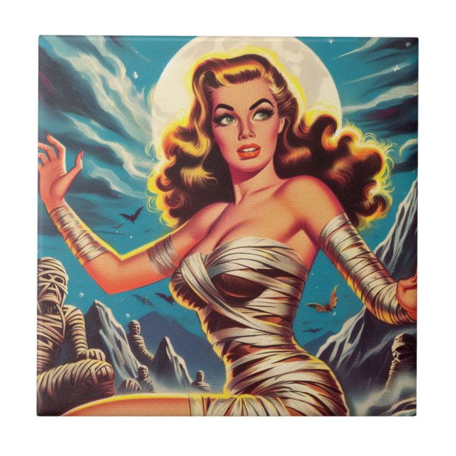 Vintage Mummy Girl Ceramic Tile (Front)