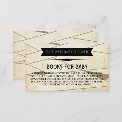 Vintage Mummy To Be  Halloween Baby Shower Book Enclosure Card