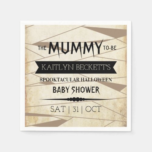 Vintage Mummy To Be  Halloween Baby Shower Napkins