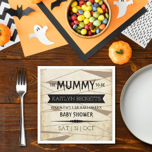 Vintage Mummy To Be Halloween Baby Shower Napkins