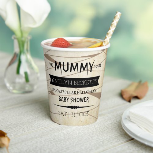 Vintage Mummy To Be  Halloween Baby Shower Paper Cups