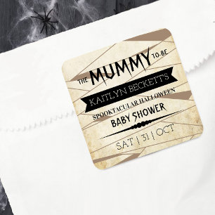 Vintage Mummy To Be Halloween Baby Shower Square Sticker