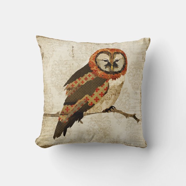 Vintage Mums  Owl   Mojo Pillow (Front)