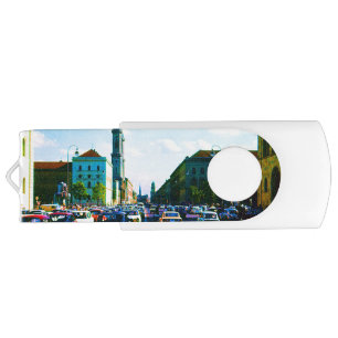 Vintage Munich ludwigstraße University church Flash Drive