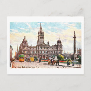 Vintage Municipal Buildings in Glasgow, Scotland Postcard
