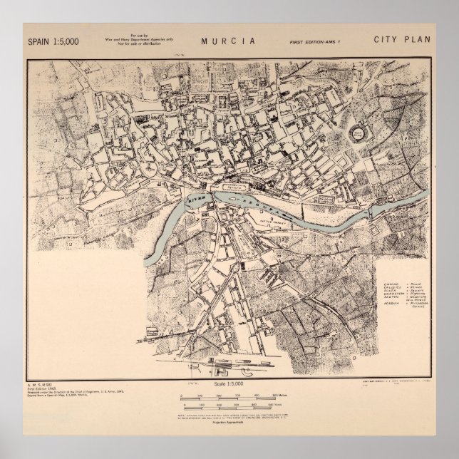 Vintage Murcia Spain Map (1943) Poster (Front)