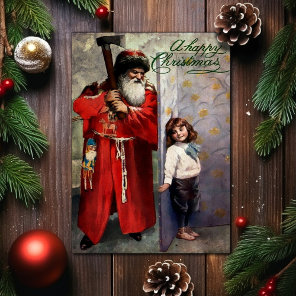 Vintage Murderous Santa Christmas Card