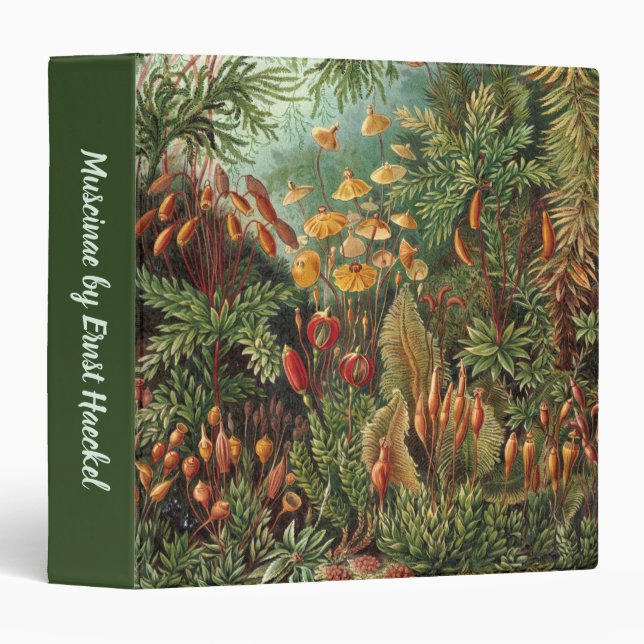Vintage Muscinae, Moss Plants by Ernst Haeckel 3 Ring Binder (Front/Spine)