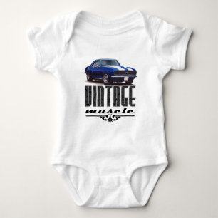 Vintage Muscle Blue Camaro Baby Bodysuit