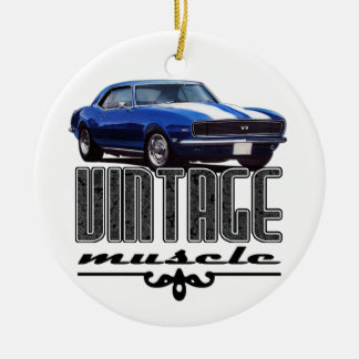Vintage Muscle Blue Camaro Ceramic Ornament