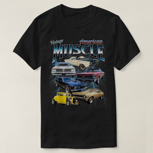 Vintage  Muscle Bootleg Style American s  T-Shirt (Design Front)