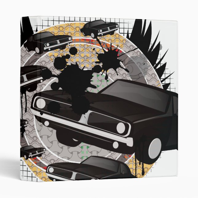 Vintage Muscle Car 3 Ring Binder (Front/Spine)