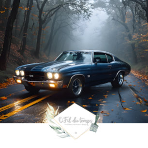 Vintage Muscle Car Fall Forest Highway Tissue Paper