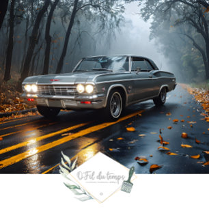 Vintage Muscle Car - Impala- Fall Forest Highway  Tissue Paper