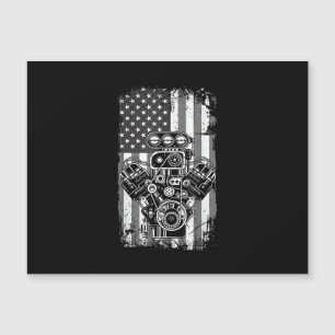 Vintage Muscle Car Piston American Flag Funny Mech