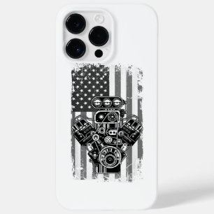 Vintage Muscle Car Piston American Flag Funny Mech Case-Mate iPhone 14 Pro Max Case