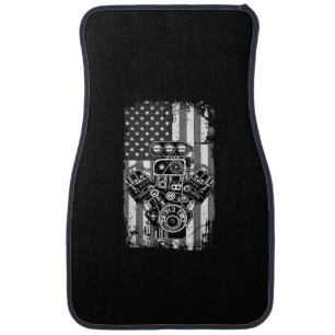 Vintage Muscle Car Piston American Flag Funny Mech Floor Mat
