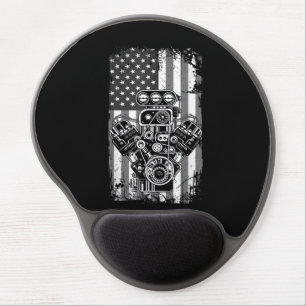 Vintage Muscle Car Piston American Flag Funny Mech Gel Mouse Pad