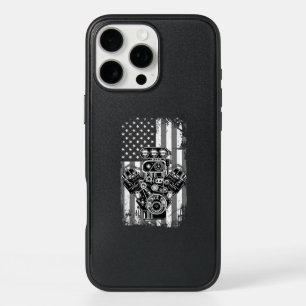 Vintage Muscle Car Piston American Flag Funny Mech iPhone 16 Pro Max Case