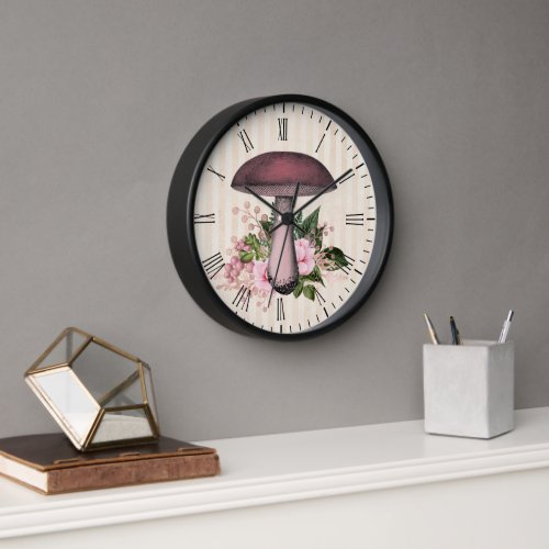 Vintage Mushroom and Floral Compilation  Clock