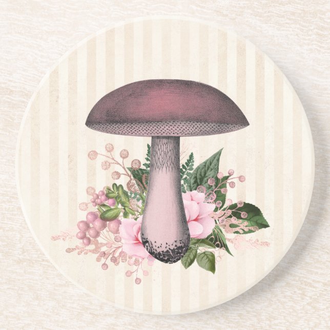 Vintage Mushroom and Floral Compilation   Coaster (Front)