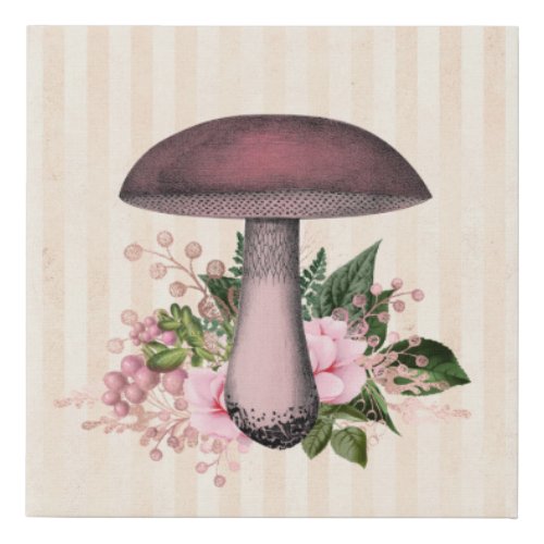 Vintage Mushroom and Floral Compilation  Faux Canvas Print