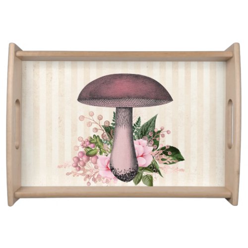 Vintage Mushroom and Floral Compilation   Serving Tray