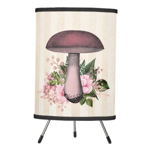 Vintage Mushroom and Floral Compilation  Tripod Lamp
