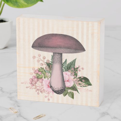 Vintage Mushroom and Floral Compilation  Wooden Box Sign