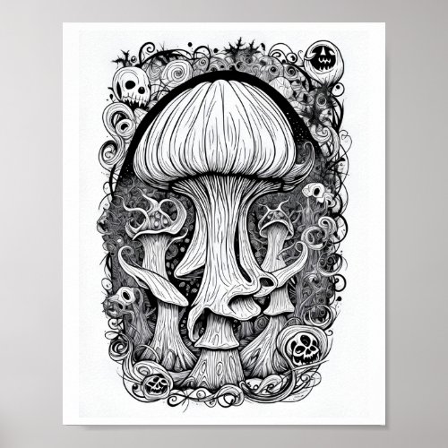 Vintage Mushroom Art _ Spooky Halloween Decor