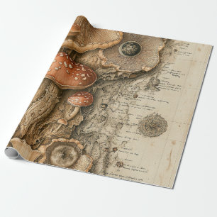 Vintage Mushroom Botanical Chart (1) Wrapping Paper