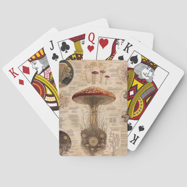 Vintage Mushroom Botanical Chart (2) Poker Cards (Back)