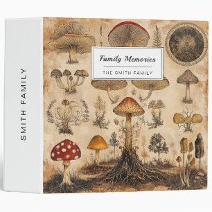 Vintage Mushroom Botanical Chart (6) 3 Ring Binder