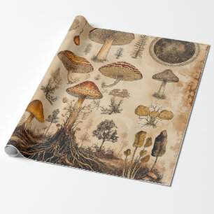 Vintage Mushroom Botanical Chart (6) Wrapping Paper