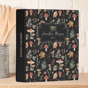 Vintage Mushroom Botanical Pattern Family Recipe Mini Binder