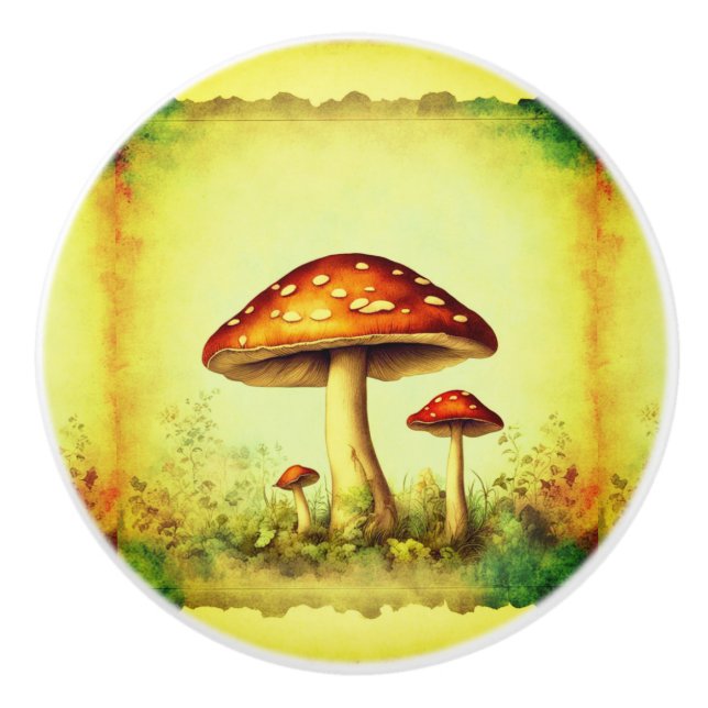 Vintage Mushroom Ceramic Knob (Front)