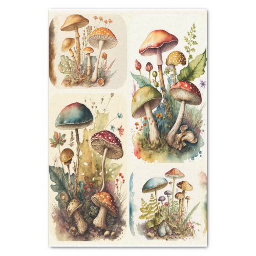 Vintage Mushroom Collage Tissue Paper