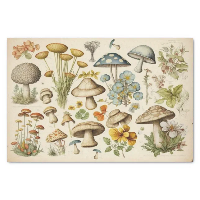 Vintage Mushroom Cottagecore Decoupage Tissue Paper | Zazzle