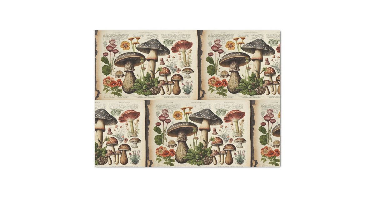 Watercolor Mushroom Tissue Wrapping Paper / Vintage Gift Tissue Paper  /cottagecore Wrapping Tissue Paper / Business Packaging Supplies 