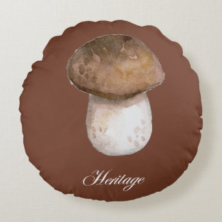 Vintage Mushroom Cottagecore Woodland Nature Desig Round Pillow