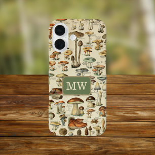 Vintage Mushroom Custom Monogram iPhone 16 Case