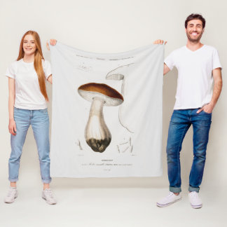 Vintage Mushroom Decor Gift For Her Fleece Blanket