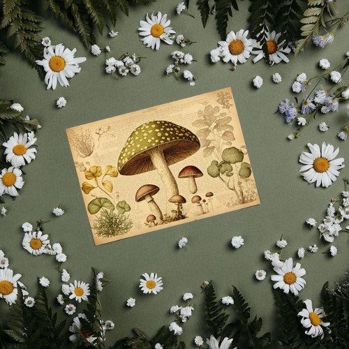 Vintage Mushroom Decoupage Paper